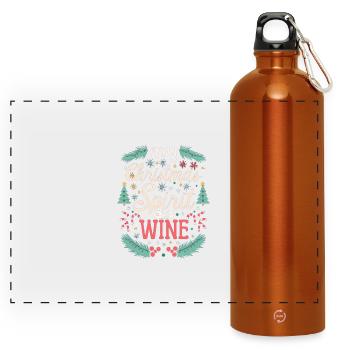 Meine Weihnachtsstimmung ist der Wein - Panorama Trinkflasche mit Karabiner 750 ml - Orange - Vorne