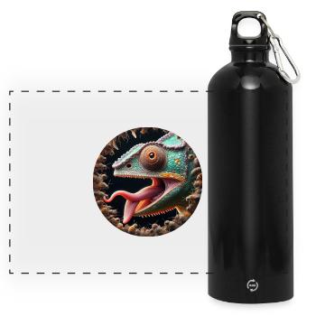 Das Chamäleon hat Hunger auf Insekten - Panorama Trinkflasche mit Karabiner 750 ml - Schwarz - Vorne
