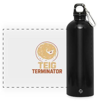 Dough Terminator Bread Design for Clay Heroes - Panoramic Drinks Bottle with Carabiner 750 ml - black - Front