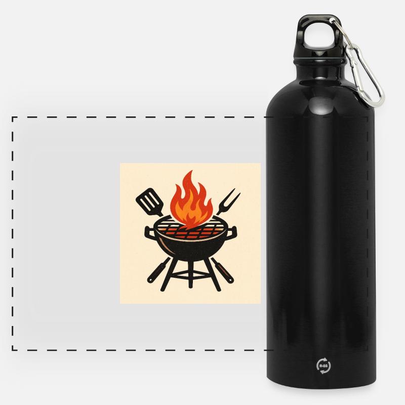 Feuriger Grillabend - Panorama Trinkflasche mit Karabiner 750 ml - Schwarz