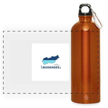 Bodensee Landschaftslogo Seeufer - Panorama Trinkflasche mit Karabiner 750 ml - Orange - Vorne