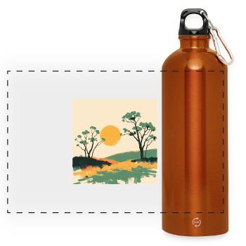 Solar Horizon and Pines - Panoramic Drinks Bottle with Carabiner 750 ml - burnt orange - Front