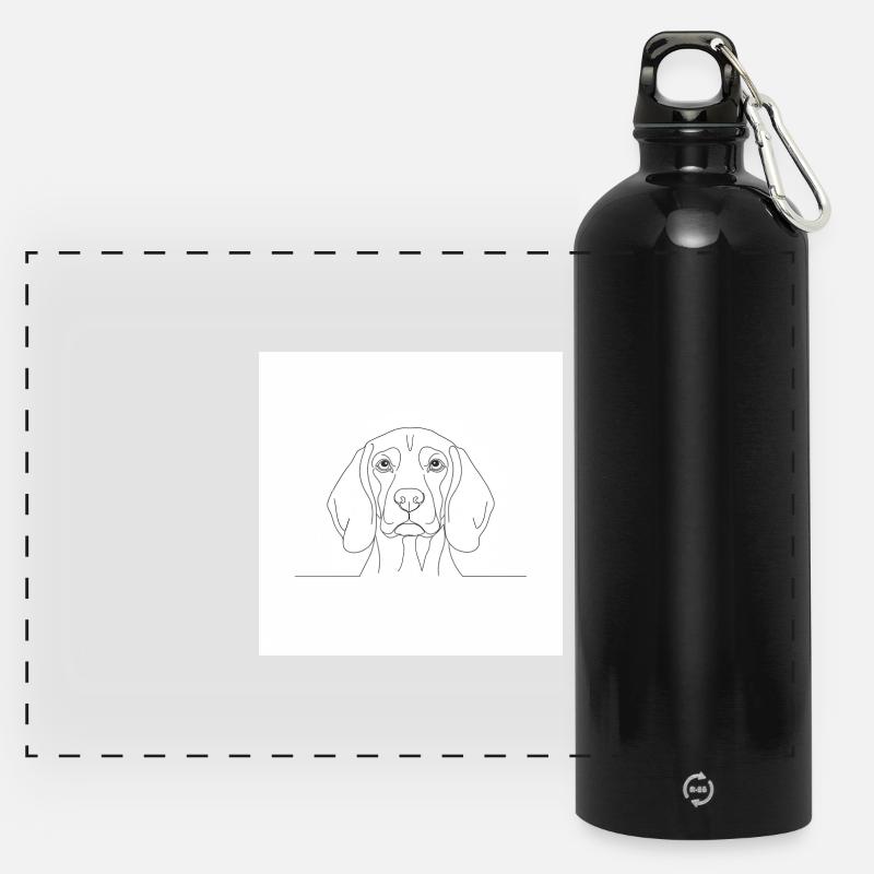 Beagle Line Portrait Head - Panoramic Drinks Bottle with Carabiner 750 ml - black