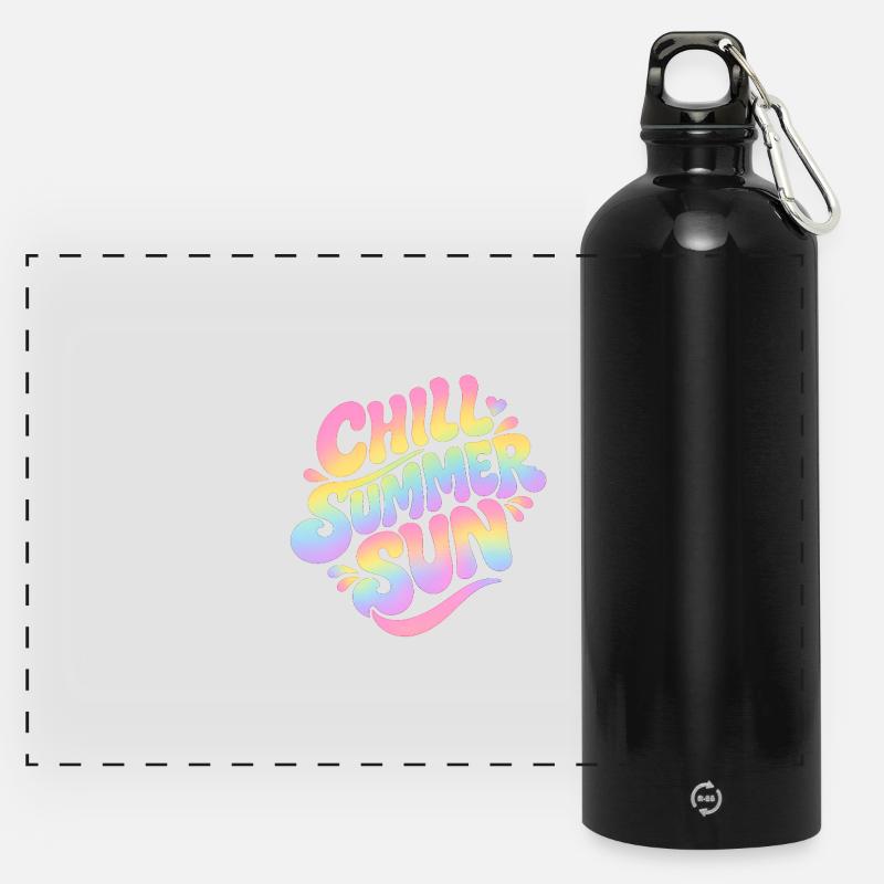 Summer Vibes - Panorama Trinkflasche mit Karabiner 750 ml - Schwarz