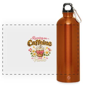 Running on Coffee and Panic - Panorama Trinkflasche mit Karabiner 750 ml - Orange - Vorne
