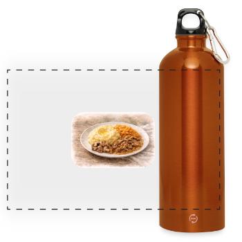 Hearty plate idyll - Panoramic Drinks Bottle with Carabiner 750 ml - burnt orange - Front