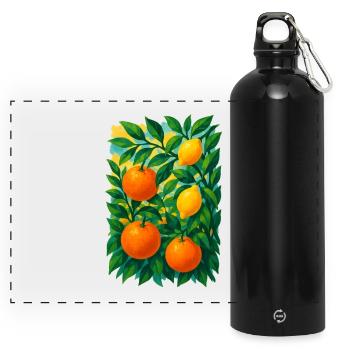 Der Traum von Zitrushainen - Panorama Trinkflasche mit Karabiner 750 ml - Schwarz - Vorne