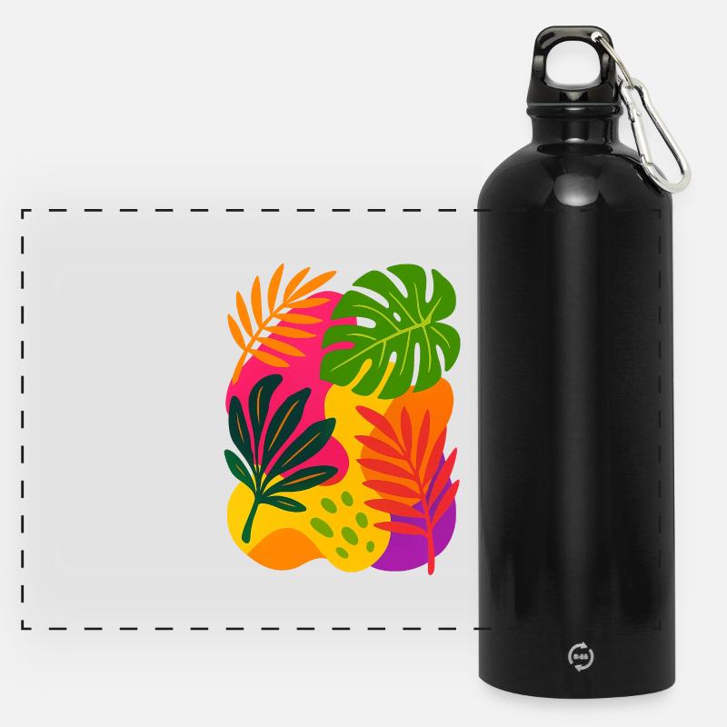 Tropical Rush - Panoramic Drinks Bottle with Carabiner 750 ml - black