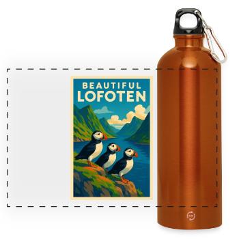 Lofoten  - Panorama Trinkflasche mit Karabiner 750 ml - Orange - Vorne
