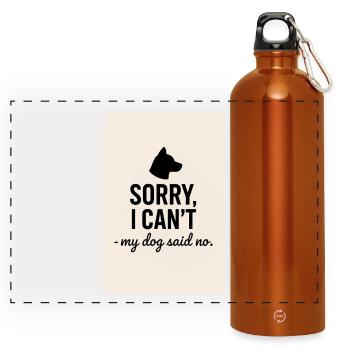 Sorry, ich kann nicht – Hund sagt Nein - Panorama Trinkflasche mit Karabiner 750 ml - Orange - Vorne