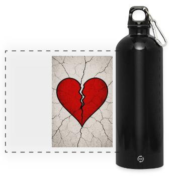 Gebrochenes Herz - Panorama Trinkflasche mit Karabiner 750 ml - Schwarz - Vorne