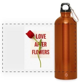 Love After Flowers Tulpenpoetik - Panorama Trinkflasche mit Karabiner 750 ml - Orange - Vorne