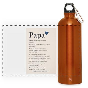 Danke Papa - Panorama Trinkflasche mit Karabiner 750 ml - Orange - Vorne