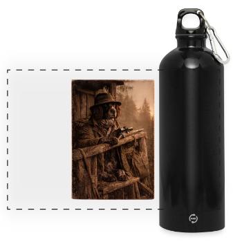 Evening Hide - German Longhair - Panoramic Drinks Bottle with Carabiner 750 ml - black - Front