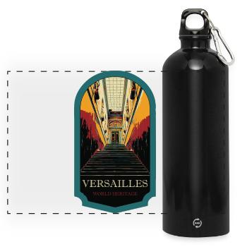 Königliche Treppe, Illustration von Versailles - Panorama Trinkflasche mit Karabiner 750 ml - Schwarz - Vorne