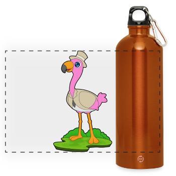 Flamingo Groom Blazer Wedding - Panoramic Drinks Bottle with Carabiner 750 ml - burnt orange - Front