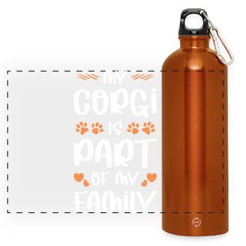 Logo des Pattes de la Famille Corgi - Gourde panoramique avec mousqueton 750 ml - orange - Devant