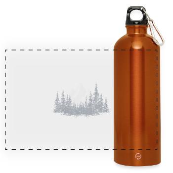 Ruhige Bergwald-Silhouette - Panorama Trinkflasche mit Karabiner 750 ml - Orange - Vorne