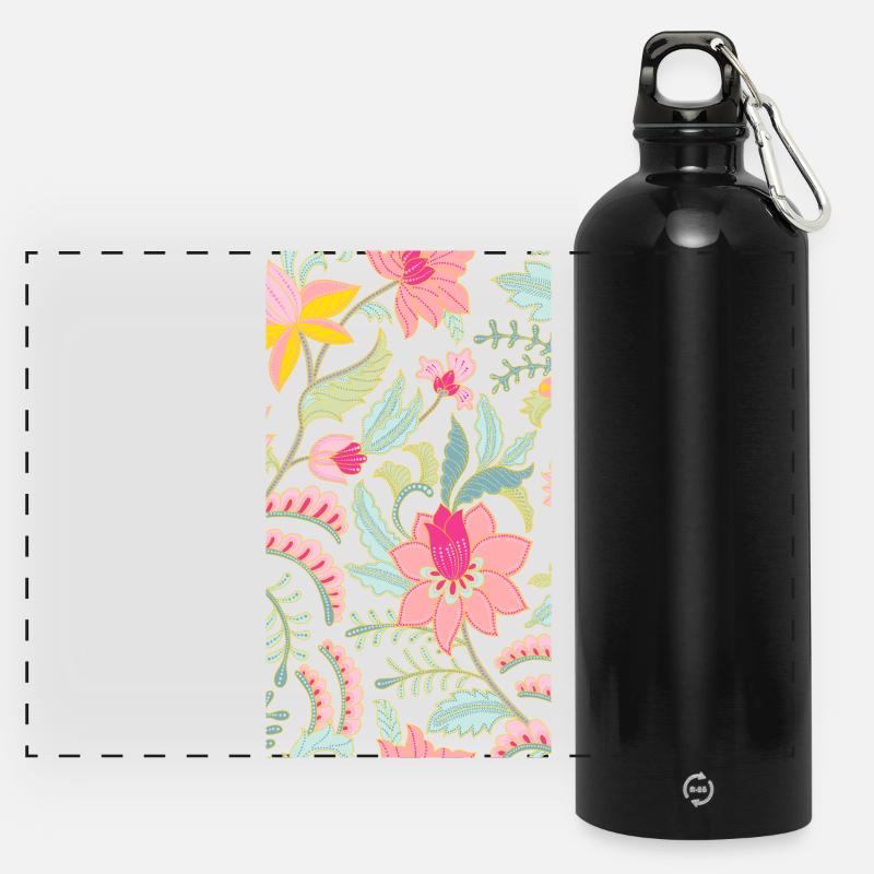 flowers - Panoramic Drinks Bottle with Carabiner 750 ml - black