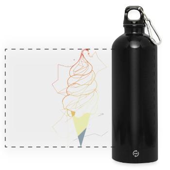 Croquis de cône de crème glacée vintage - Gourde panoramique avec mousqueton 750 ml - noir - Devant