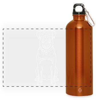 Rottweiler Line Art Outline Minimalist Dog - Panoramic Drinks Bottle with Carabiner 750 ml - burnt orange - Front