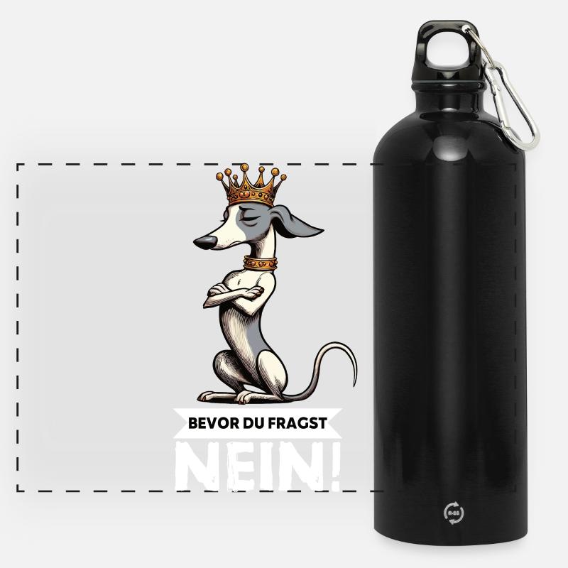 Bevor Du Fragst  Whippet Windhund Whippets  - Panorama Trinkflasche mit Karabiner 750 ml - Schwarz