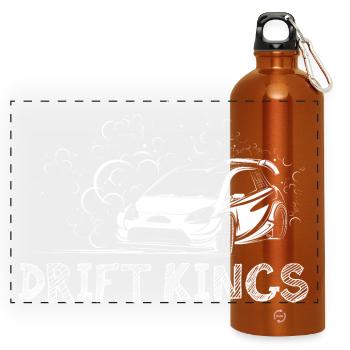 Drift Kings Cars Icône Illustration de rallye - Gourde panoramique avec mousqueton 750 ml - orange - Devant