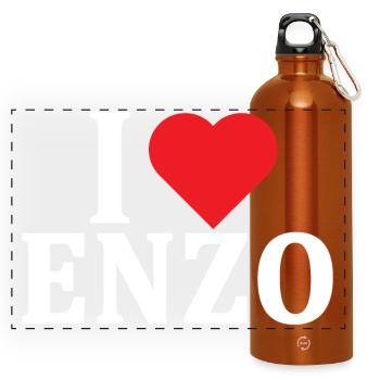 T-Shirt Ich liebe Enzo T-Shirt Geschenkidee - Panorama Trinkflasche mit Karabiner 750 ml - Orange - Vorne