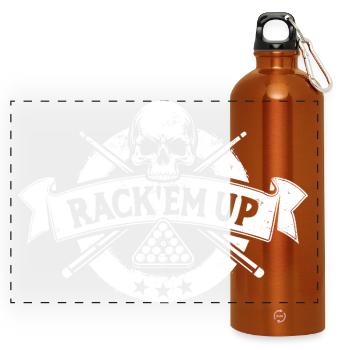 Rack'em up - Eight Ball - Billard Spieler - Panorama Trinkflasche mit Karabiner 750 ml - Orange - Vorne
