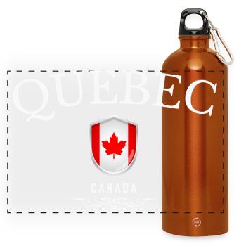 Quebec Kanada, Souvenir Quebec - Panorama Trinkflasche mit Karabiner 750 ml - Orange - Vorne