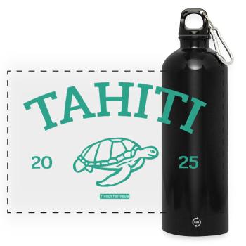 Tahiti - Tortue - Polynésie française - Schildkröte - Gourde panoramique avec mousqueton 750 ml - noir - Devant