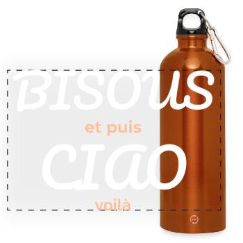 Bisous et Puis Ciao - Gourde panoramique avec mousqueton 750 ml - orange - Devant
