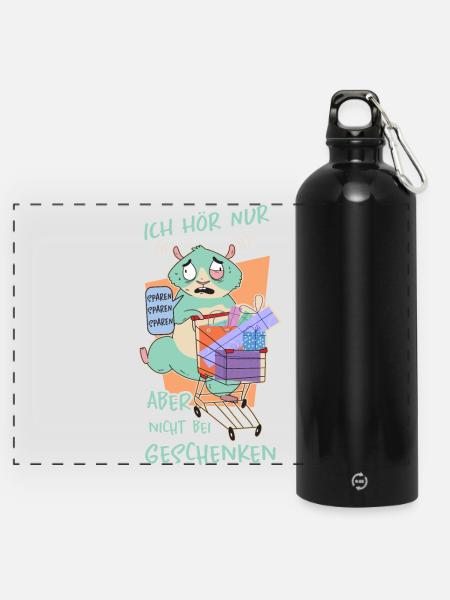 Hamster Geschenke - Panorama Trinkflasche mit Karabiner 750 ml - Schwarz