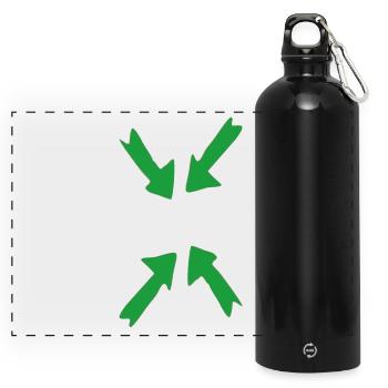 vert en point de mire - Gourde panoramique avec mousqueton 750 ml - noir - Devant