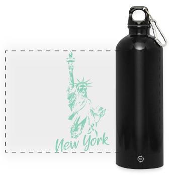 Freiheitsstatue New York US Symbol Illustration - Panorama Trinkflasche mit Karabiner 750 ml - Schwarz - Vorne
