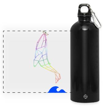 Pride Lifts You Up - Panorama Trinkflasche mit Karabiner 750 ml - Schwarz - Vorne