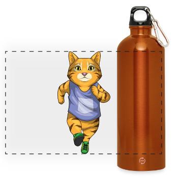 Chat Jogger Jogging Sport - Gourde panoramique avec mousqueton 750 ml - orange - Devant