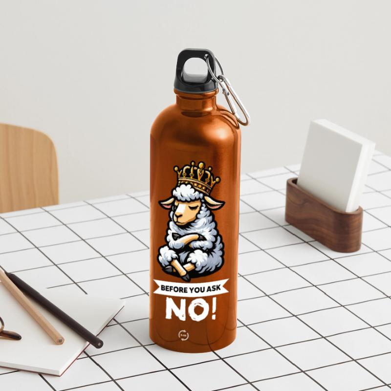 Before You Ask Schaf Schafe Schäfer Schafhalter  Panorama Trinkflasche mit Karabiner 750 ml