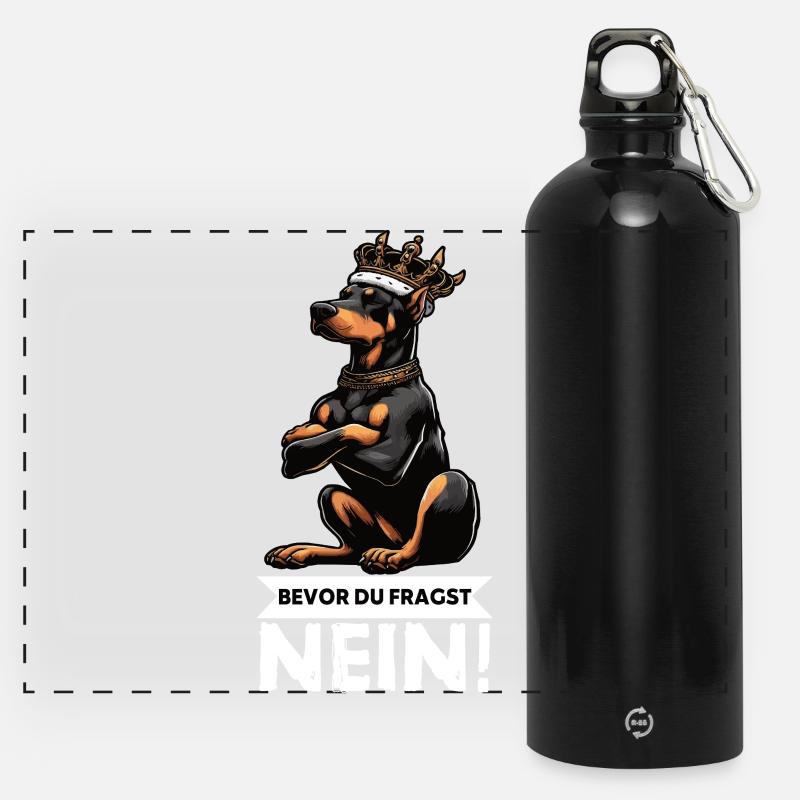Before You Ask Doberman Doberman Owner - Panoramic Drinks Bottle with Carabiner 750 ml - black