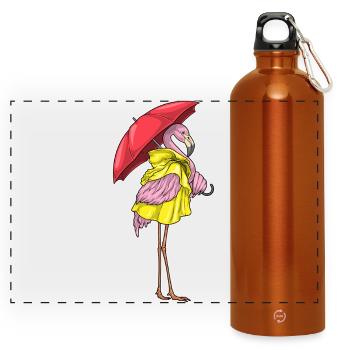 Flamingo Umbrella - Panoramic Drinks Bottle with Carabiner 750 ml - burnt orange - Front