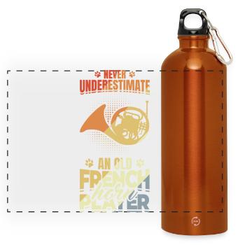 Never underestimate old French horn players - Panoramic Drinks Bottle with Carabiner 750 ml - burnt orange - Front