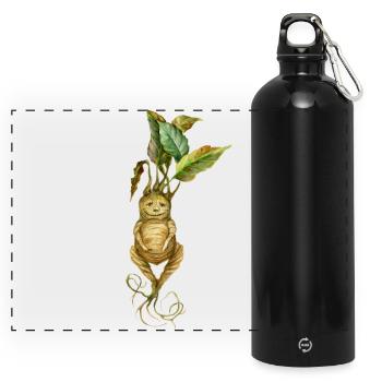 Root Creature Fantasy Mythical Creature Design - Panoramic Drinks Bottle with Carabiner 750 ml - black - Front