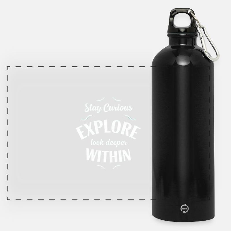 Entdecken Sie das Innere, bleiben Sie neugierig - Panorama Trinkflasche mit Karabiner 750 ml - Schwarz
