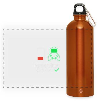 Gaming Motivation Design for Fans - Panoramic Drinks Bottle with Carabiner 750 ml - burnt orange - Front