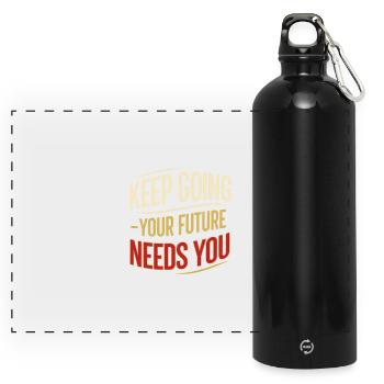 Continuez Vers Avenir - Gourde panoramique avec mousqueton 750 ml - noir - Devant