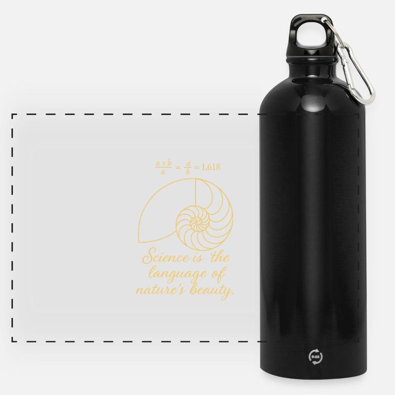 Shell of Fibonacci - Panoramic Drinks Bottle with Carabiner 750 ml - black