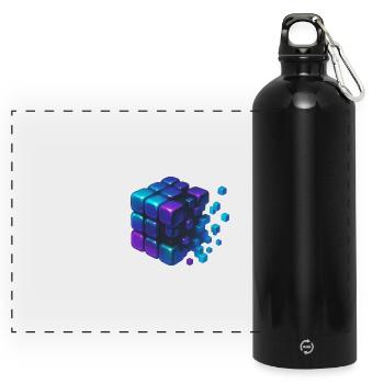 Digital Cube Explosion - Panorama Trinkflasche mit Karabiner 750 ml - Schwarz - Vorne