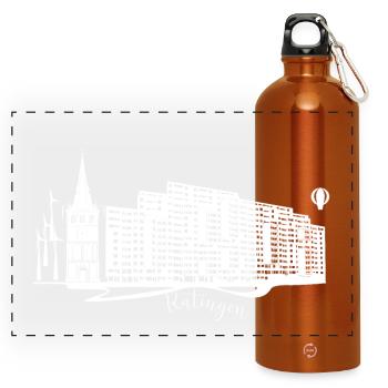 Ratingen Design - Panoramic Drinks Bottle with Carabiner 750 ml - burnt orange - Front