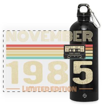 November 1985 Vintage Birthday Retro Tee - Gourde panoramique avec mousqueton 750 ml - noir - Devant