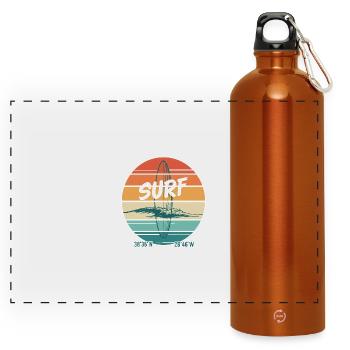 Retro Surf Vibes Vintage Surf Design - Panorama Trinkflasche mit Karabiner 750 ml - Orange - Vorne
